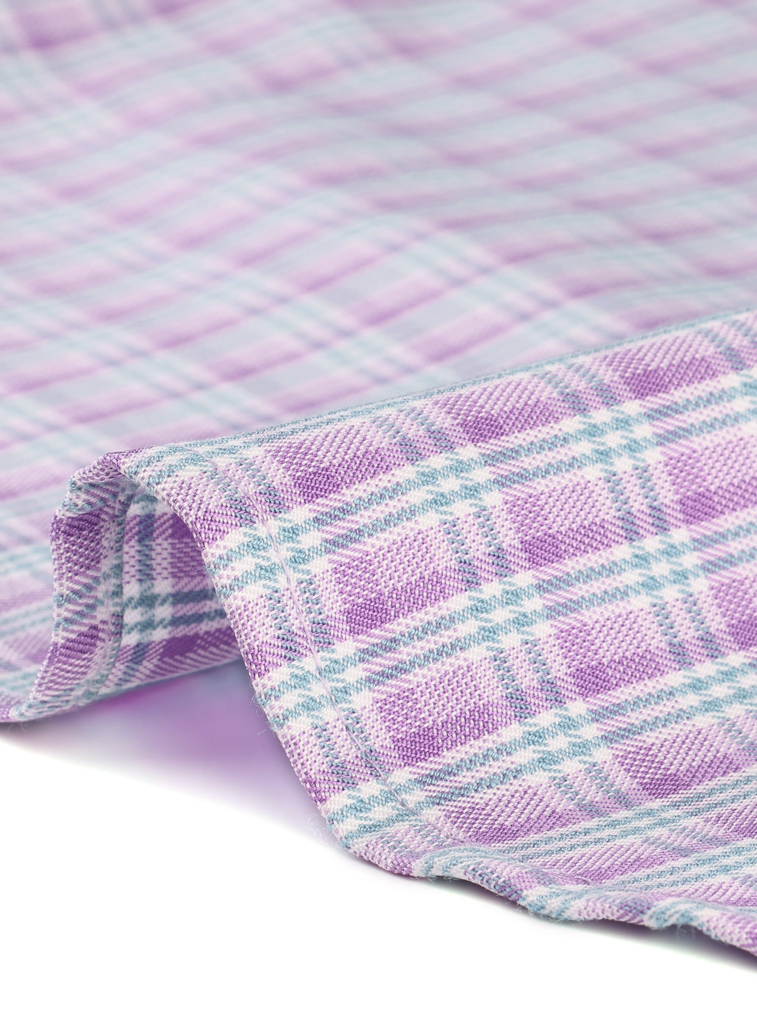 DARING DIVA Women's Summer Plaid Short Sleeves Button Down Shirts L Lilac