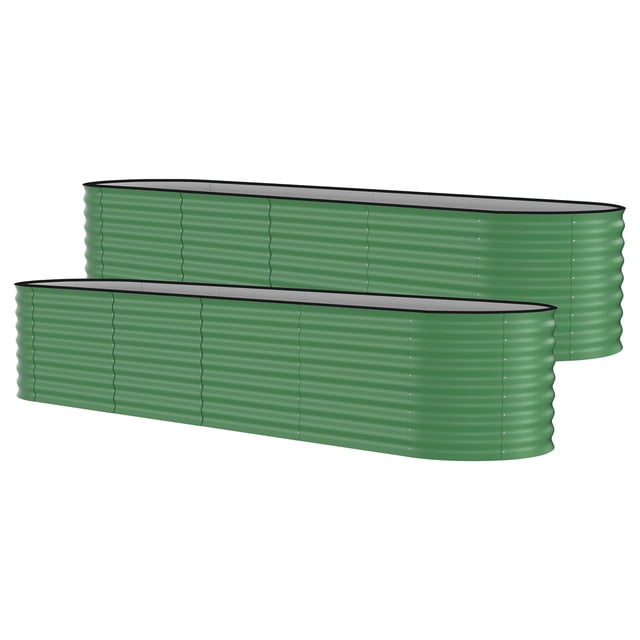 Kojooin Rust-Resistant Raised Garden Bed, Galvanized Metal Planter Box for Outdoor Vegetables, Herbs and Flowers
