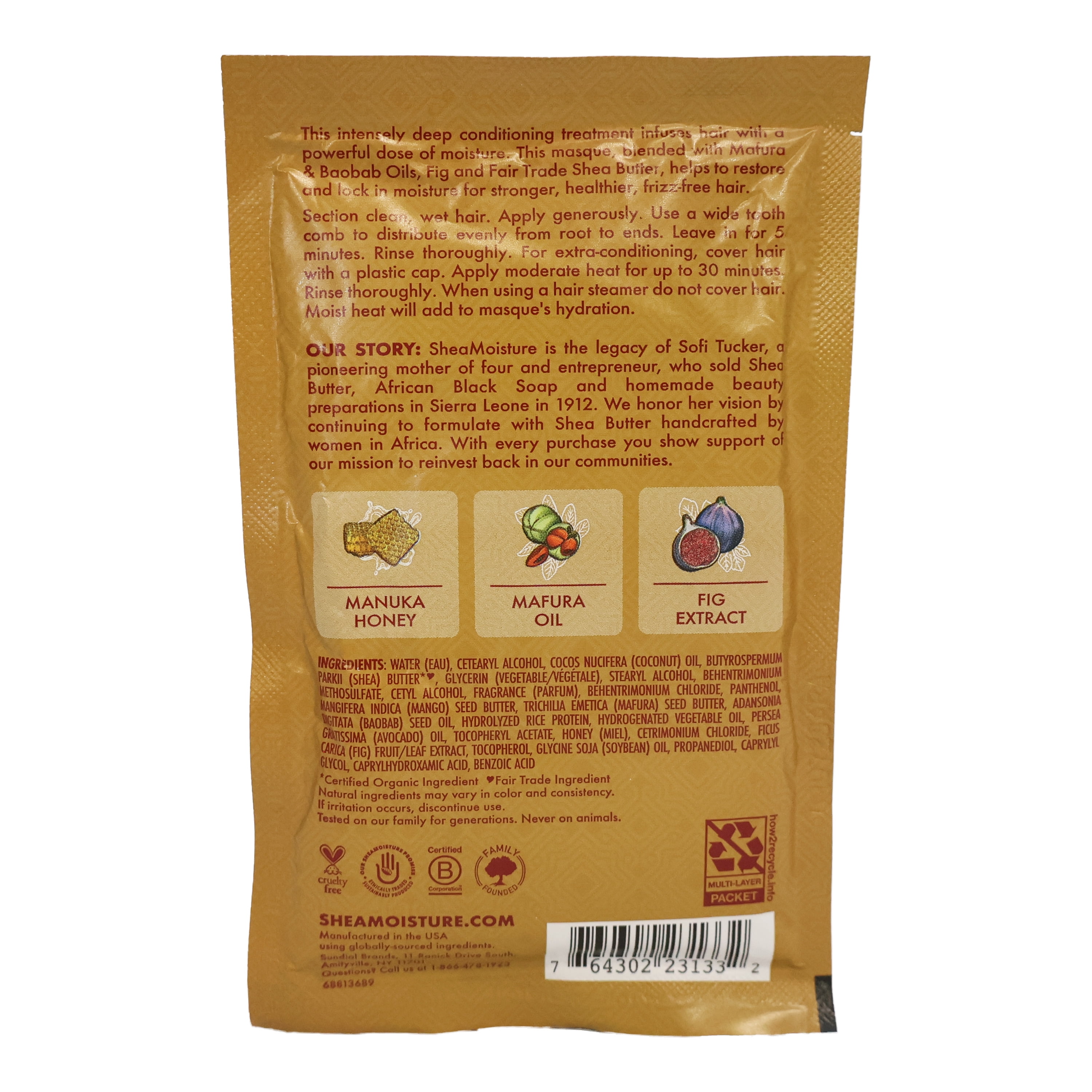 Shea Moisture Manuka Honey & Mafura Oil Intensive Hydration Hair Masque, 2 Oz., Pack of 12