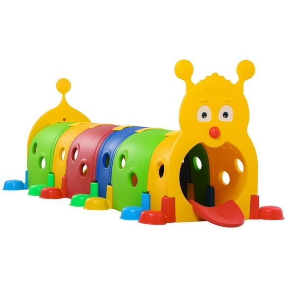 Qaba Tunnel pour Enfants pour Ramper, Design de Chenille, pour 3-6 Ans