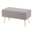 thumbnail image 4 of Lumisource Storage Contemporary Bench in Natural Wood and Grey Fabric, 4 of 7