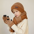 thumbnail image 2 of 4 To 10 Years Old Children Winter Hat Scarf And Gloves Three Piece Outdoor Warm And Knitted Woolen Hat Size One Size, 2 of 5