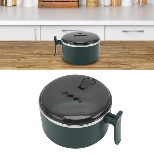 Olla de Ramen, Tazón de Fideos Ramen de Gran Capacidad con Aislamiente de Acero inoxidable Tazón de Ramen Conpas Diseño de Soporte para Apartamento, Hogar, Oficina, Almuerzo