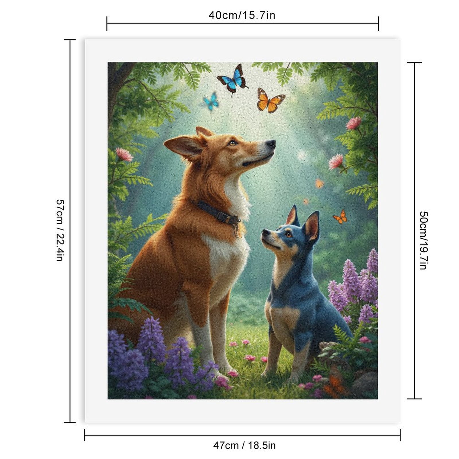 Paint by Numbers Kit for Adults, Dogs In Garden With Butterflies Paint by Numbers, Easy Paint by Numbers Kit for Adults Beginner, DIY Adult Paint by Number Kits on Canvas, Home Decor