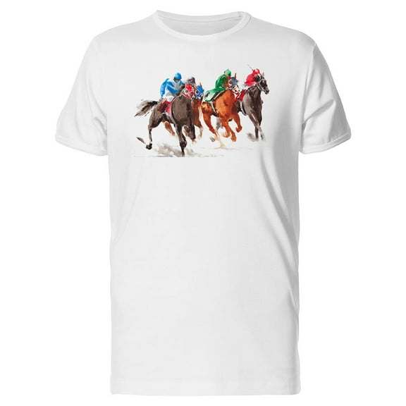 Three Horses Racing T-Shirt Men -Image by Shutterstock, Male Small