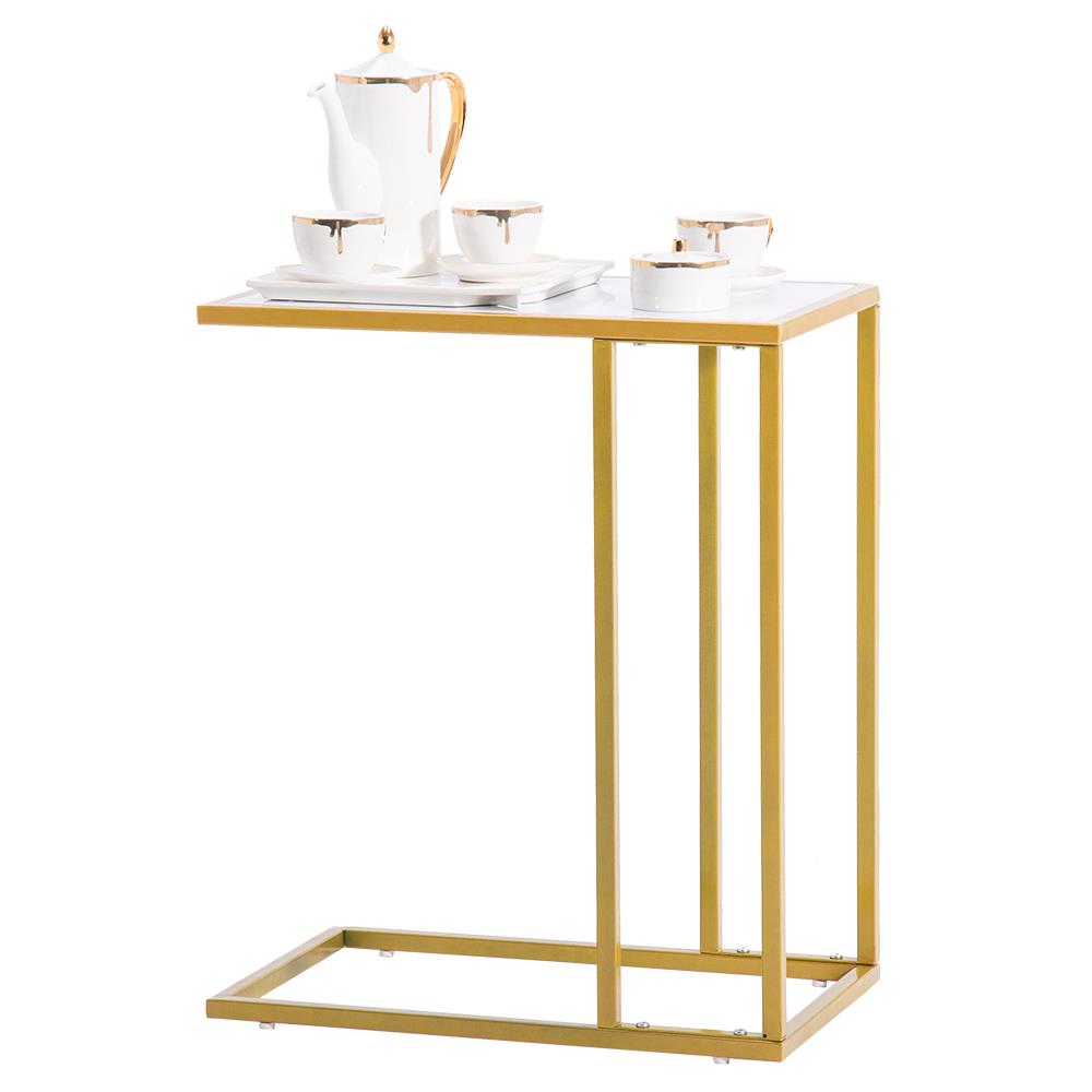 SamyoHome Modern Side End Accent C Table Living Room, White Marble, Gold - image 1 of 10