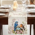 thumbnail image 3 of Table Runners 72 Inches Long Dress Scarves, Birds Floral Farmhouse Kitchen Table Runner, Coffee Tablerunners, Farmhouse Vintage Pink Flower Leaf 16x72 Inch, 3 of 9
