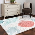 thumbnail image 3 of Hallway Runner Rug 2.7'x5', Teal Red Coastal Nautical Long Non-slip Runner Rugs, Beach Sea Turtle Ocean Coral Starfish Outdoor Indoor Throw Floor Carpet Mat for Living Room/Bedroom/Office/Laundry, 3 of 9