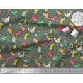 thumbnail image 2 of Soimoi Modal Satin Fabric Floral & Dinosaur Cartoon Print Sewing Fabric Yard 42 Inch Wide, 2 of 3