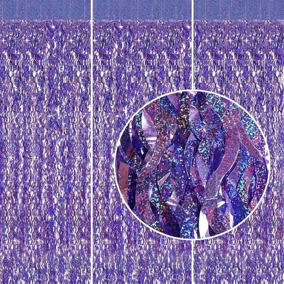 3 Pack Curtains 3.3 x 6.6 Ft Tinsel Party Backdrop for Halloween Christmas Graduation Photo Booth Door Wall Decor