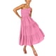 thumbnail image 2 of Vestido largo Minnieouse Sin mangas plisado un hombro Rosa XL, 2 of 6