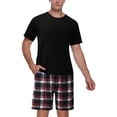 thumbnail image 1 of Fashnice Pyjama pour Hommes Deux Pièces Tenue de Nuit 2 Pcs Ensemble de Pyjama Ample Pyjama Tenue d'Intérieur Noir Rouge 3TG, 1 of 7