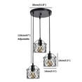 thumbnail image 3 of Garwarm Industrial 3-Light Pendant Light, Adjustable Flush Mount Ceiling Lighting for Kitchen Island Living Room Bedroom Hallway, Vintage Hanging Pendant Lights Fixture with Metal Cage Shade, Black, 3 of 14