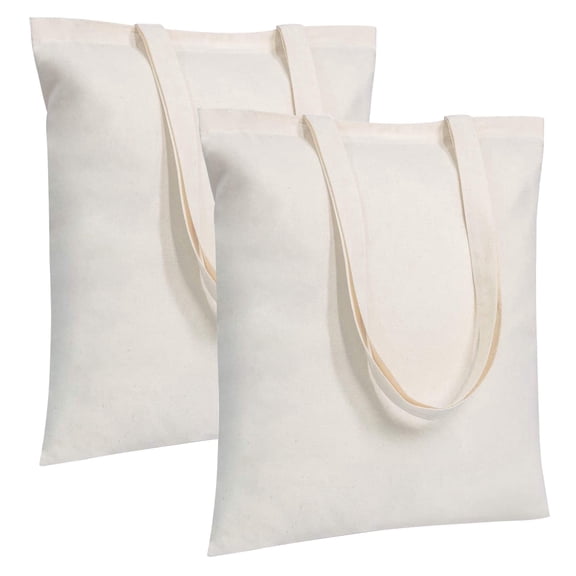 Hengbo 2-Pack Blank Canvas Tote Bags Bulk Shopping Bag for Crafts Lightweight Medium Reusable Grocery Shopping Cloth Bags Suitable for DIY Advertising Promotion Gift Activity