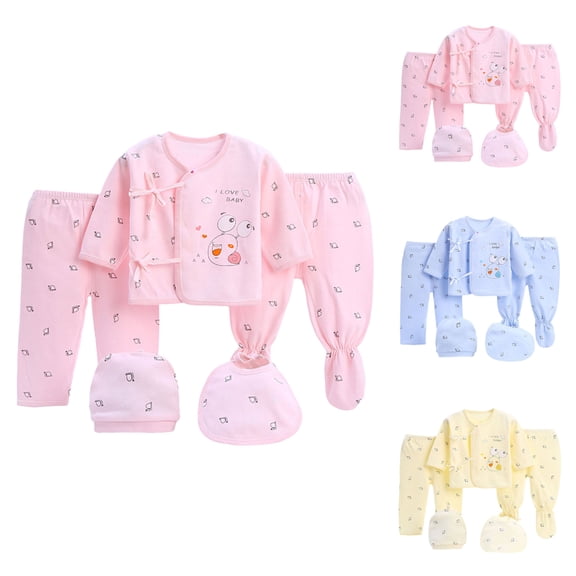 Ketyyh-chn99 0-3 Months Baby Boy Clothes 5PCS Baby Must Haves For Newborns Tops Hat Bib 2 Pants Size for 0-3 Months,Yellow