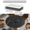 thumbnail image 4 of 53.15" Round Dining Table, Modern Artificial Stone Dining Table, Sintered Stone Dining Room Table with Black Panel, Beige Carbon Steel Base For Living Room, Kitchen, Restaurant, 4 of 9