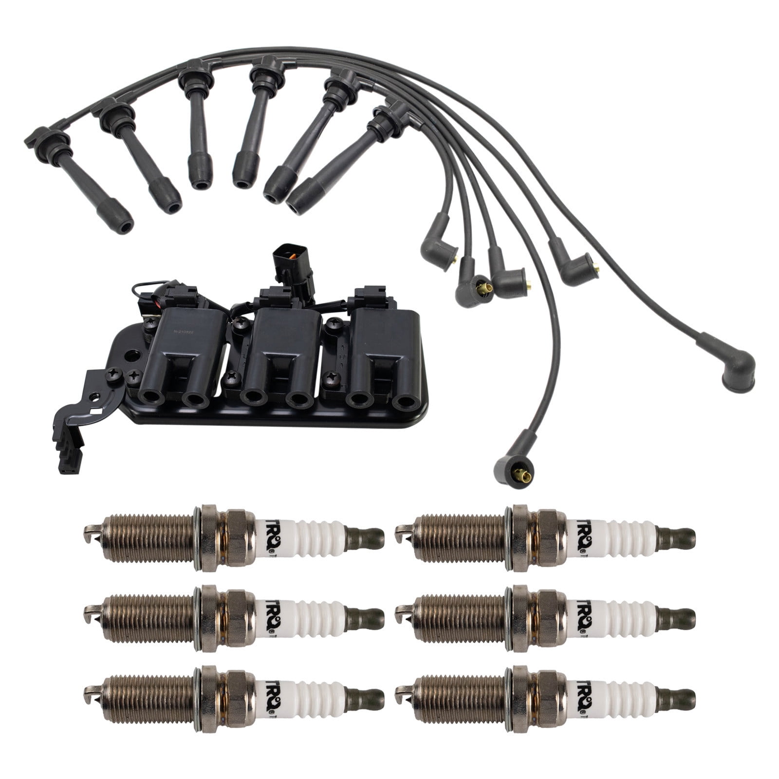 TRQ Ignition Coil and Spark Plug Kit 8 Piece Iridium Spark Plugs Fits 2005-2009 Hyundai Tucson 2005-2010 Kia Sportage
