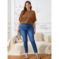 thumbnail image 6 of SHOWMALL Women's Plus Tops Boat Neck Batwing Half Sleeve Drop Shoulder Casual Shirts 3X Ginger, 6 of 7