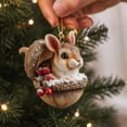 thumbnail image 5 of Christmas rabbit Hanging Ornament, Resin Pendant with Gold Chain for Christmas Tree, Forest Animal Styles, Winter Holiday Home Decor Gift Supply, Perfect for Mantel Shelf Indoor Display, 5 of 7