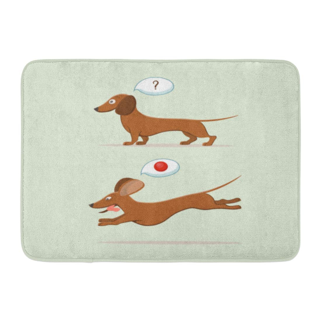 GODPOK Action Black Dog Cute Cartoon Dachshund Brown Jump Animal Rug  Doormat Bath Mat  inch 