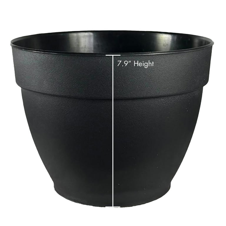 Jacinto 10 inch Black Recycled Plastic Planter with Drain Hole