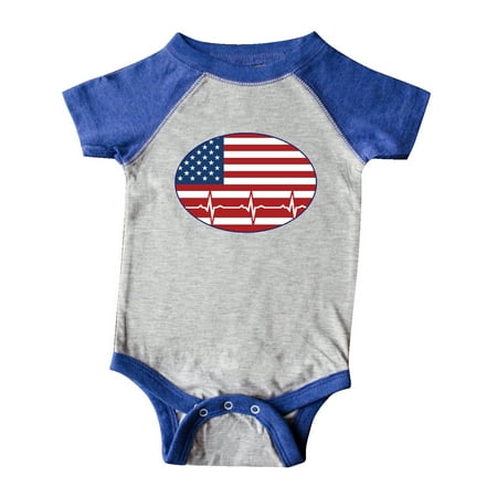 

Inktastic Heartbeat US Flag Nurse EMT Doctor Gift Baby Boy or Baby Girl Bodysuit