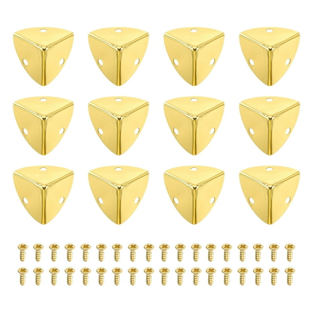 12 Pcs Metal Edge Guard, 23mm Decorative Box Corner Cover, Furniture Corner Edges Protector with Mounting Screws, Gold
