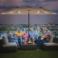 thumbnail image 3 of Costway 15Ft Patio Double-Sided Solar LED Market Umbrella Crank Base Tan, 3 of 8