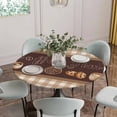 thumbnail image 2 of Vintage Coffee Time Fitted Tablecloth with Elastic Edged, Round Table Cloth for Dining Table, Farmhouse Desserts Brwon White Plaid Waterproof Oil Proof Table Cover for Indoor Outdoor 55"-60", 2 of 8