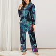 thumbnail image 2 of Pofeuu Space Skeleton Meditation Print Womens Pajamas Set Long Sleeve Sleepwear Button Down Nightwear Soft Pj Lounge Sets Button Down Pajamas Women-Large, 2 of 7