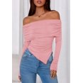 thumbnail image 2 of Remera PRETTYGARDEN Mujer Manga Larga Ajustada Rosa XXL con Hombros Descubiertos, 2 of 8