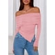 thumbnail image 2 of Remera PRETTYGARDEN Mujer Manga Larga Ajustada Rosa XXL con Hombros Descubiertos, 2 of 8
