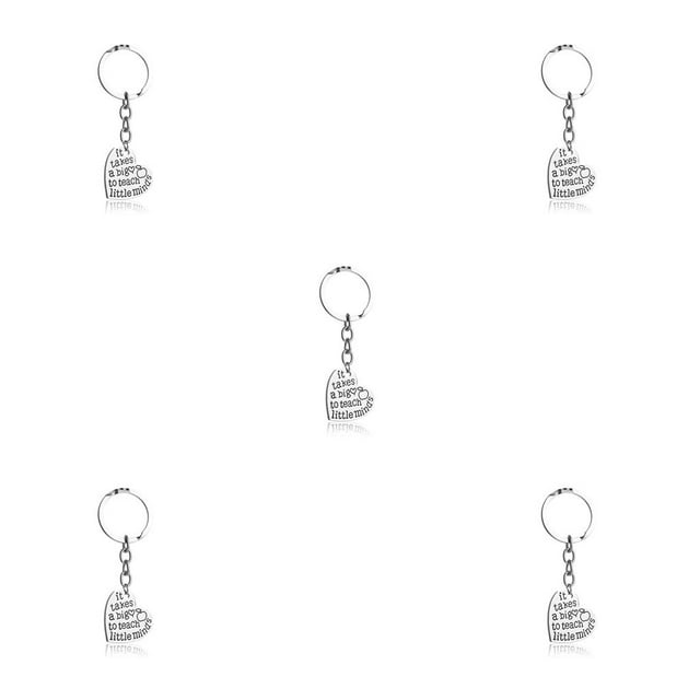 relayinert Teacher Keychain Heart-shape Key Chain Stainless Steel Charms Pendants D1114 5Set