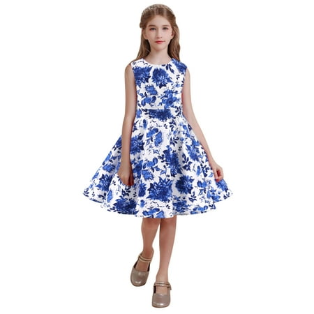 

PEASKJP Plus Size Dresses Toddler Girls Flowy Swing Sundress Short Sleeve Floral Floral Pageant Dress Strappy Flowy Maxi Dresses for Girls 2023 White 4-5 Years