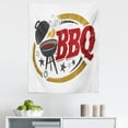 thumbnail image 1 of BBQ Tapestry, Grilling Smoke Vintage Beef Food Gourmet Stamp Like Illustration Print, Fabric Wall Hanging Decor for Bedroom Living Room Dorm, 5 Sizes, White Burgundy Dark Grey, by Ambesonne, 1 of 1