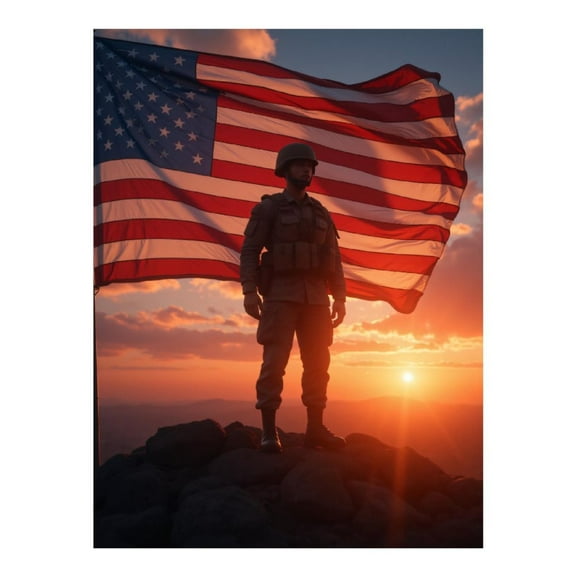 Diamond Art Kit for Adults, Soldier Sunset Patriotic Silhouette Diamond Painting for Adults Beginners, DIY Diamond Art Painting Kits, 5D Diamond Painting Crafts for Home Decor 12x16 Frameless