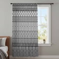 thumbnail image 3 of Grey Black Boho Semi Sheer Curtains Drapes for Living Room, Bedroom, French Doors Window 63 Inches Long, Vintage Ethnic Tribe Abstract Art Rod Pocket Chiffon Curtain Drapery Voile Draperies Panel, 3 of 8