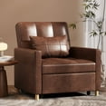 thumbnail image 2 of AECOJOY Fauteuil-Lit Convertible 3-en-1 de 31,5 Pouces et Canapé-Lit Futon avec Dossier Réglable et 2 Oreillers - Brun Selle, 2 of 9