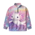 thumbnail image 4 of Uorisanigo Girls Half Zip Cropped Pullover Sweatshirt Rainbow Axolotl Long Sleeve Pullover Top Oversized Sweatshirts for Kids Quarter Zip Hoodies for Fall Winter Spring, 4 of 7