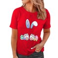 thumbnail image 1 of TSADFHJI Hauts de Noël pour Femmes, Manches Courtes Décontractées à Sequins, T-Shirt Imprimé de Pâques, Col Rond, Manches Courtes, G Rouge, 1 of 4