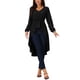 thumbnail image 2 of Tops de mujer INSPIRE CHIC de largo irregular con mangas largas, escote en V, cintura elástica, asimétrico, dobladillo irregular, blusa casual, 2 of 5