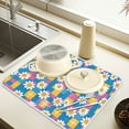 thumbnail image 2 of Yayeee Dish Drying Mat for Kitchen Counter 18" x 24" Microfiber Super Absorbent Coffee Decorative Pad, Blue Checkered Daisy, 2 of 9