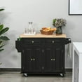 thumbnail image 6 of YYAo Kitchen Storage Island, Kitchen Cart,Kitchen Island on Wheels, Rolling Cart with Rubberwood Top, Spice Rack, Towel Rack and Drawers, Black, 6 of 11