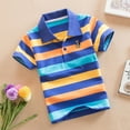 thumbnail image 2 of Utlike Boys Polo Shirt Kids Short Sleeve Striped Shirt Button Closure Comfortable & Soft Fabric Top Size 7 Years-8 Years, 2 of 3