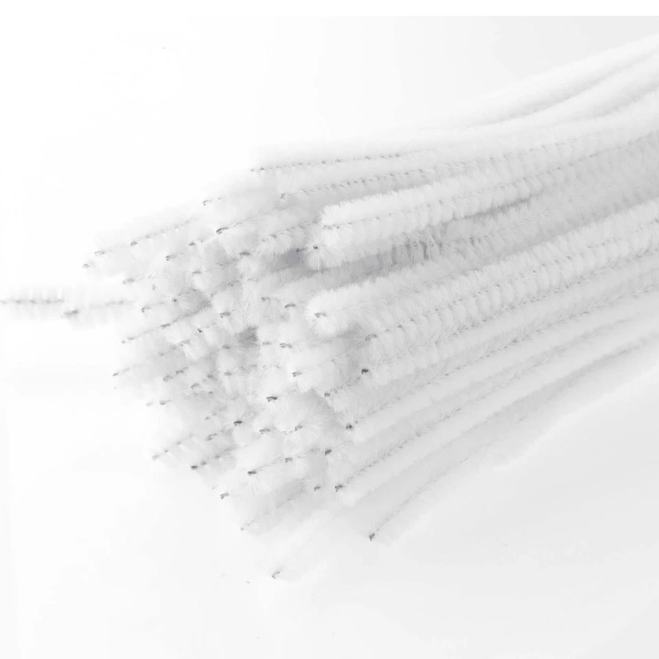 Zyler - Essentials By Leisure Arts Chenille Stems White 12" 6Mm 100Pc - Versatile Pipe