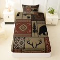 thumbnail image 3 of Manfei Classic Aztec Twin Sheets,Jungle Deer Bear Bedding,Brown,3-Piece,1 Fitted Sheet and 1 Pillowcase, 3 of 6