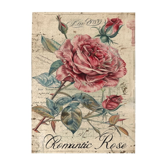 500 PCS Vintage Art Romantic Rose - 500 Piece Vibrant Jigsaw,Relax And Enjoy The Fun Of Solving Puzzles,Wooden High Difficulty Puzzle,Great For Relaxation And Display For Puzzle Lovers