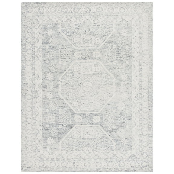SAFAVIEH Micro-Loop Robina Floral Area Rug, Charcoal/Ivory, 9' x 12'