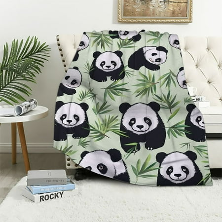 EastSmooth Panda Blanket, Cute Panda Gifts for Women Men, Cozy Soft Bamboo Panda Bear Throw Blankets, Kawaii Cartoon Purple Plush Blanket, Christmas Birthday Gifts, Pandas Decor Stuff,