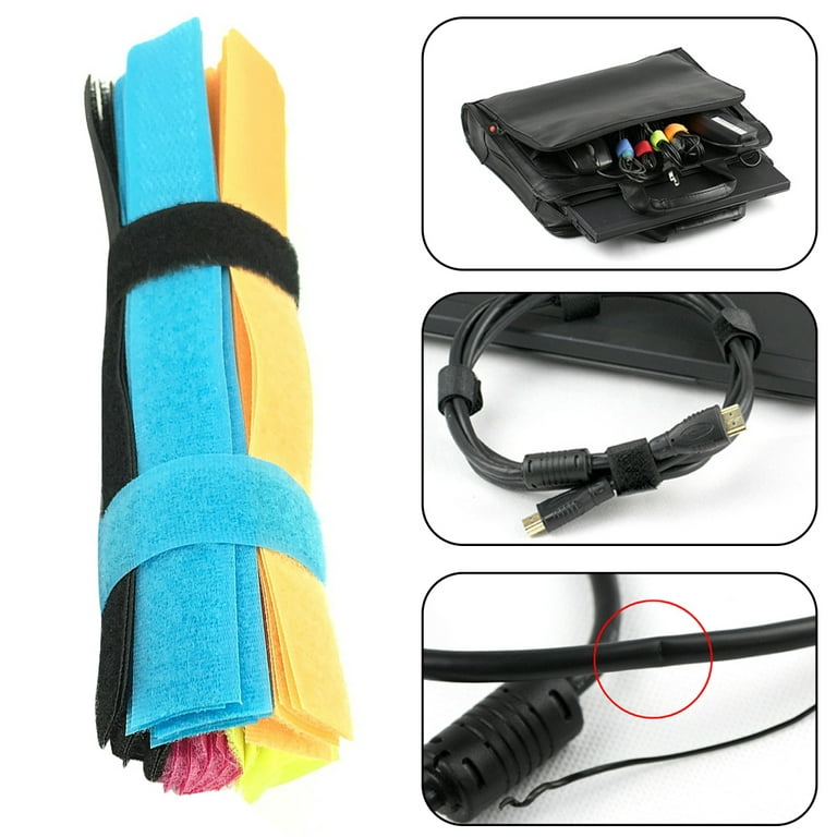 Besufy 50pcs Reusable Nylon Magic Tape Cable Tie Fasten Straps Wire Holder Organizer, Size: 2, Black 1743520